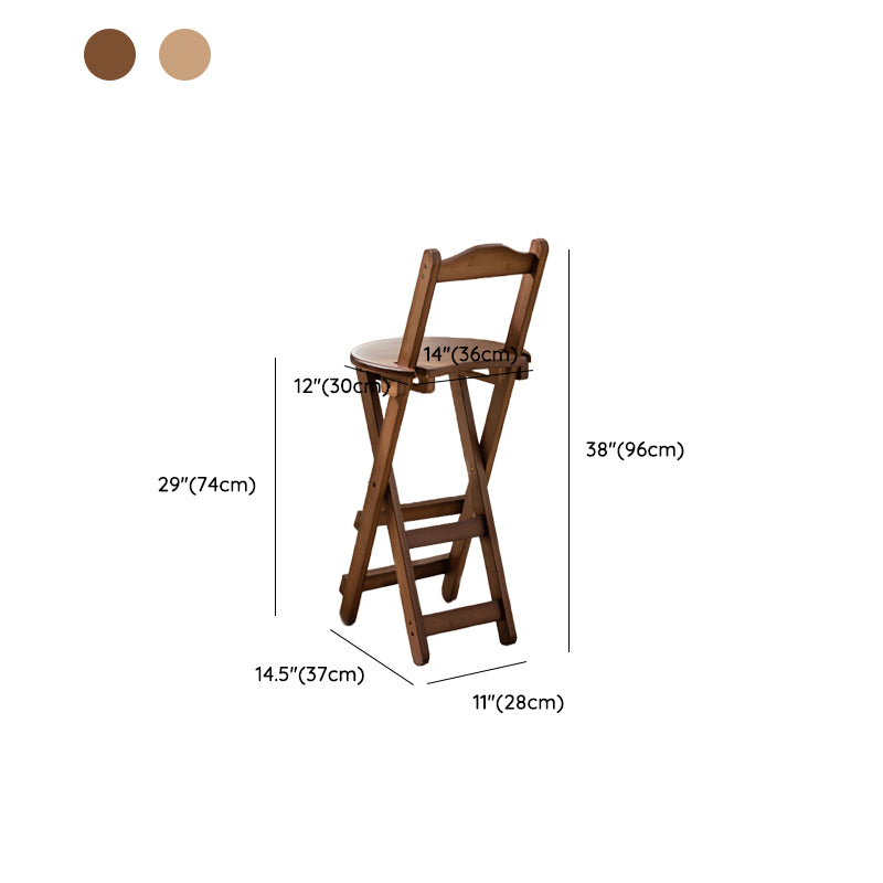 Contemporary Folding Dining Stools Solid Wood Bar Stools with Footrest