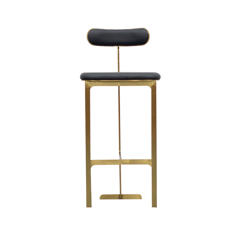 Glam Faux Leather Bar Stool Low Back Counter Bar Stool for Home