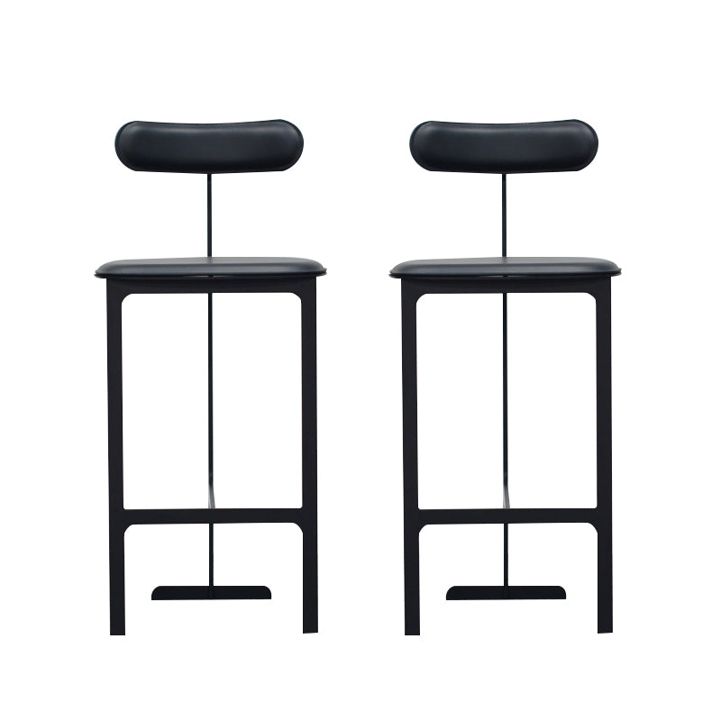 Glam Faux Leather Bar Stool Low Back Counter Bar Stool for Home