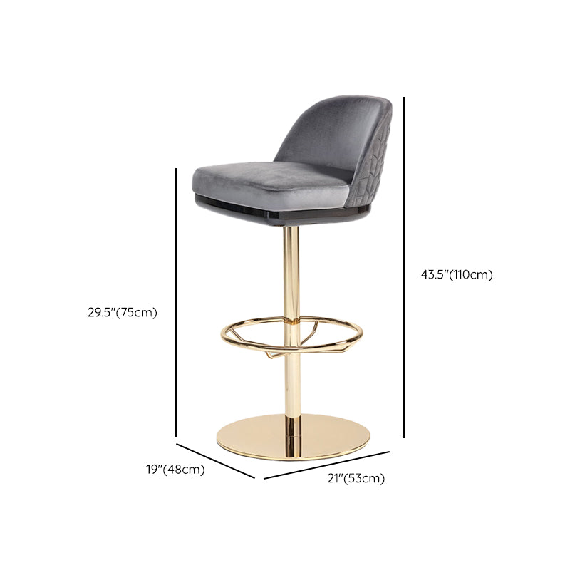 Glam Rotatable Bar Stool Low Back Counter Bar Stool for Home