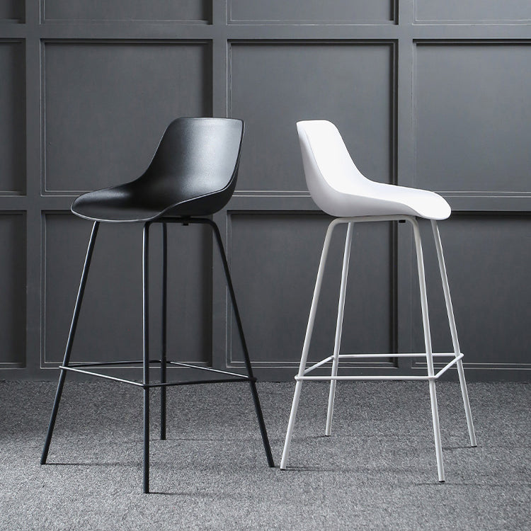 Nordic Plastic Bar Stool Low Back Counter Bar Stool with Metal Legs for Home