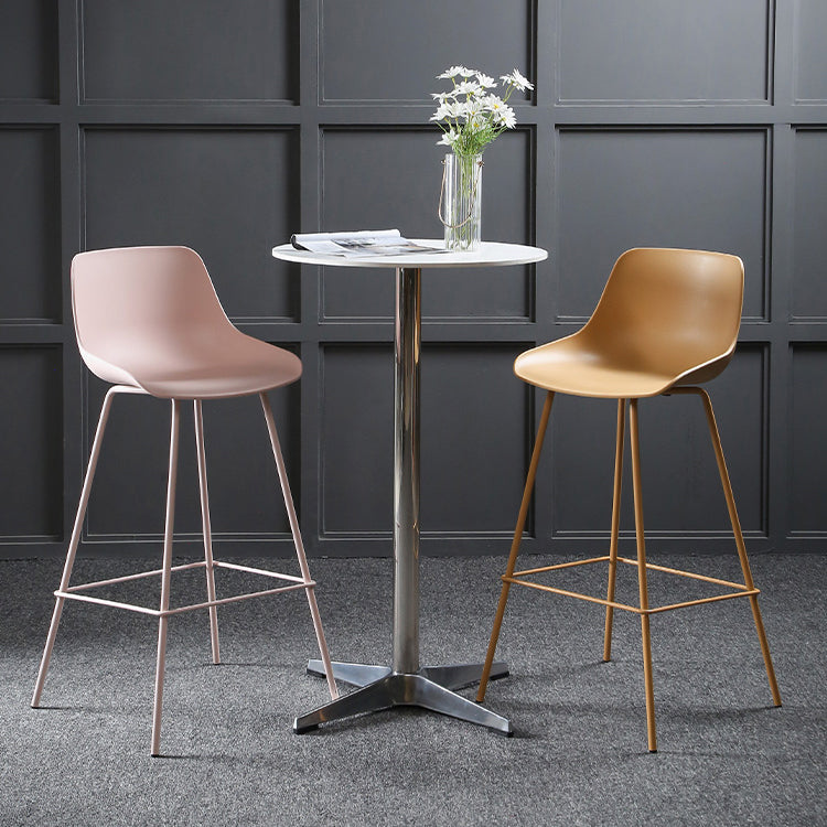 Nordic Plastic Bar Stool Low Back Counter Bar Stool with Metal Legs for Home