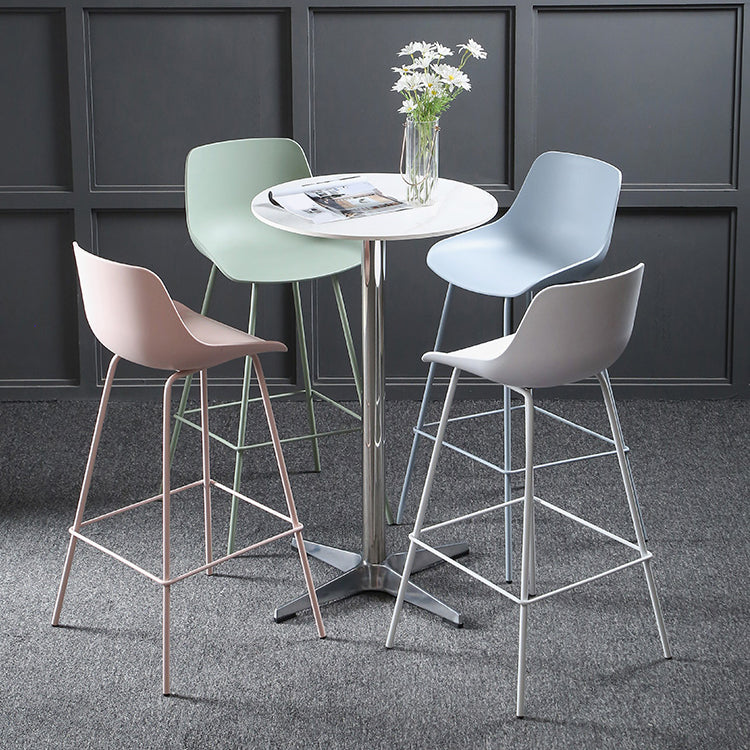 Nordic Plastic Bar Stool Low Back Counter Bar Stool with Metal Legs for Home