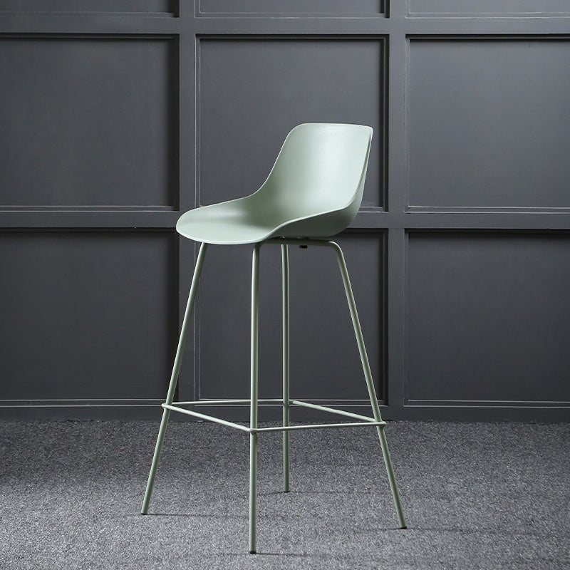 Nordic Plastic Bar Stool Low Back Counter Bar Stool with Metal Legs for Home