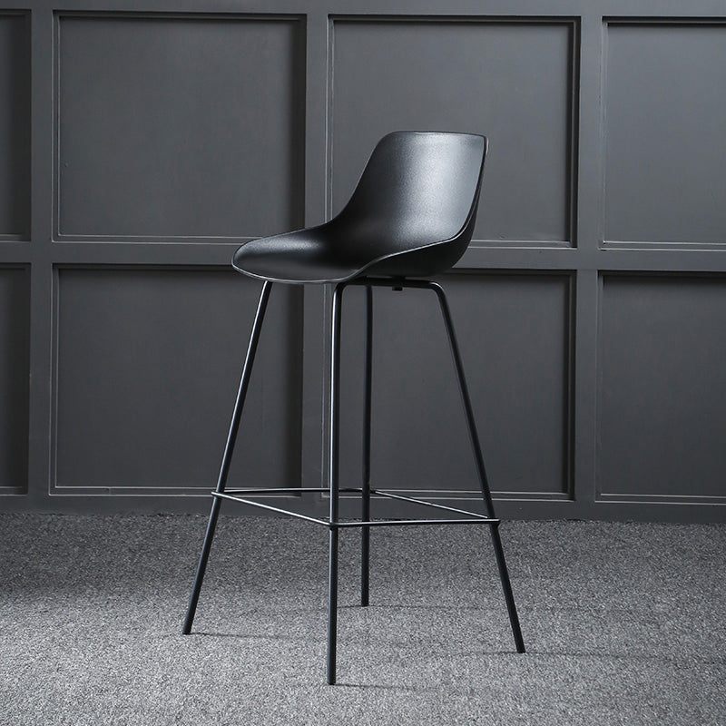 Nordic Plastic Bar Stool Low Back Counter Bar Stool with Metal Legs for Home