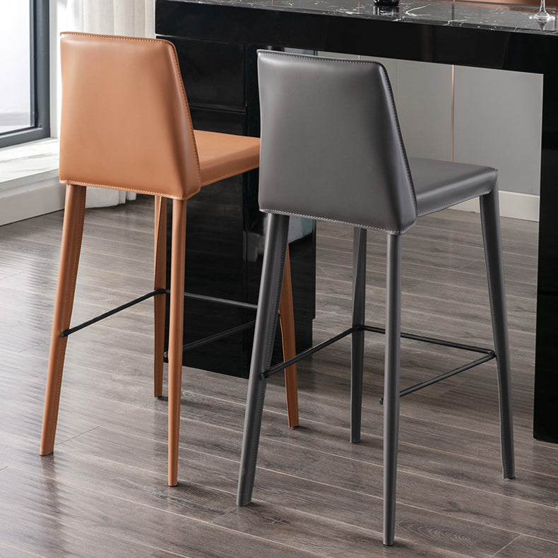 Contemporary Leather Bar Stool Low Back Counter Bar Stool with Metal Legs for Home