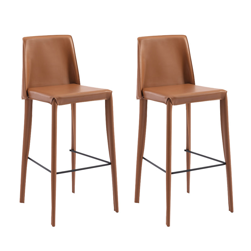 Contemporary Leather Bar Stool Low Back Counter Bar Stool with Metal Legs for Home