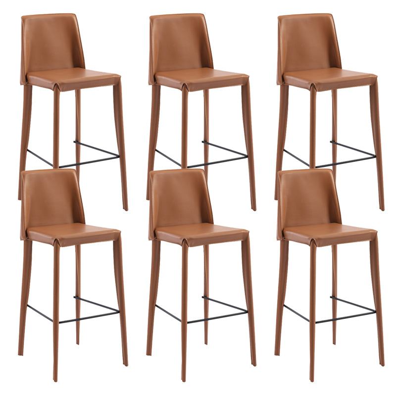 Contemporary Leather Bar Stool Low Back Counter Bar Stool with Metal Legs for Home