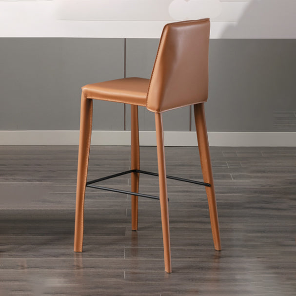Contemporary Leather Bar Stool Low Back Counter Bar Stool with Metal Legs for Home
