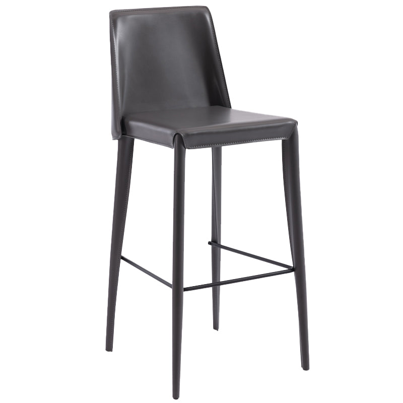 Contemporary Leather Bar Stool Low Back Counter Bar Stool with Metal Legs for Home