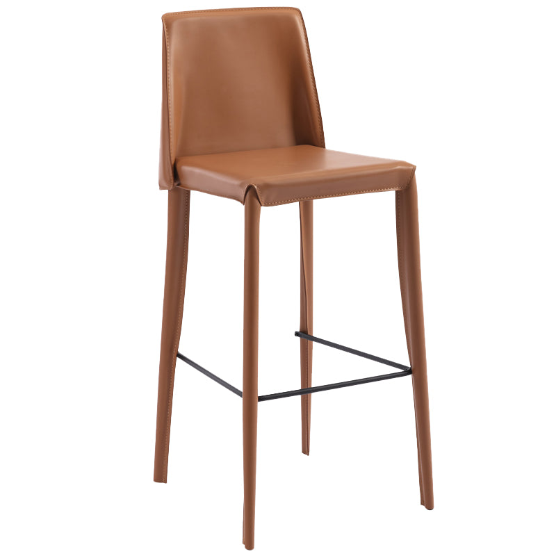 Contemporary Leather Bar Stool Low Back Counter Bar Stool with Metal Legs for Home