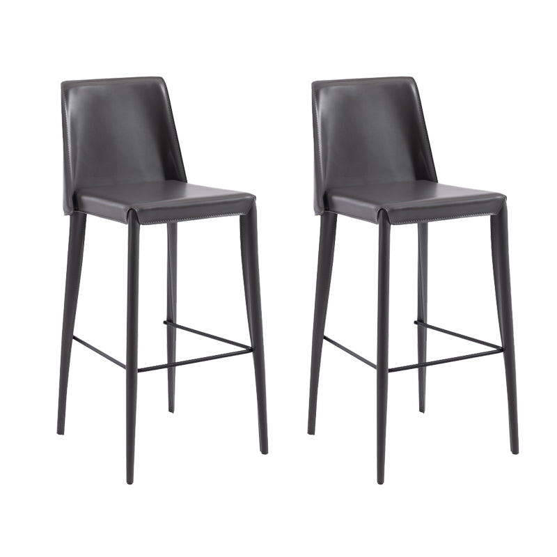 Contemporary Leather Bar Stool Low Back Counter Bar Stool with Metal Legs for Home