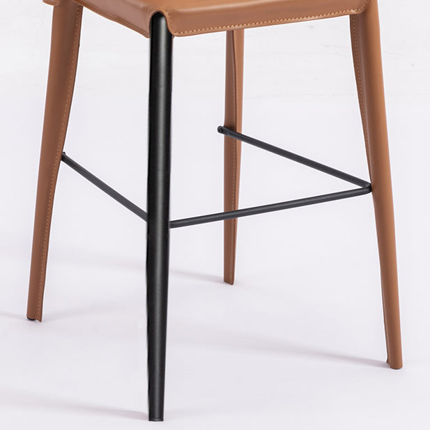 Contemporary Leather Bar Stool Low Back Counter Bar Stool with Metal Legs for Home