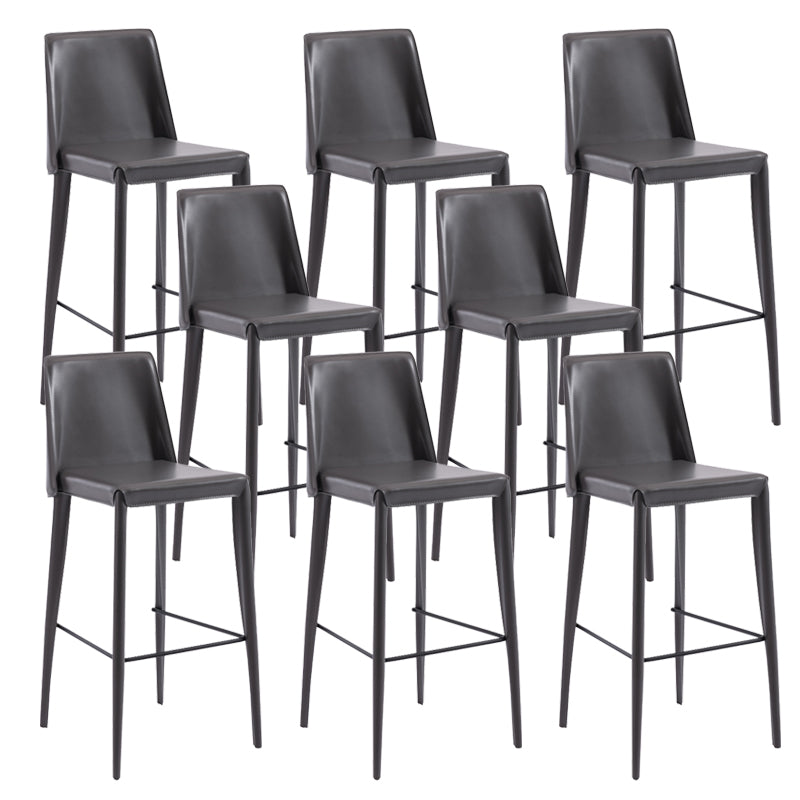 Contemporary Leather Bar Stool Low Back Counter Bar Stool with Metal Legs for Home