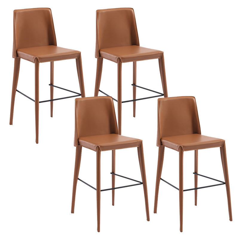 Contemporary Leather Bar Stool Low Back Counter Bar Stool with Metal Legs for Home