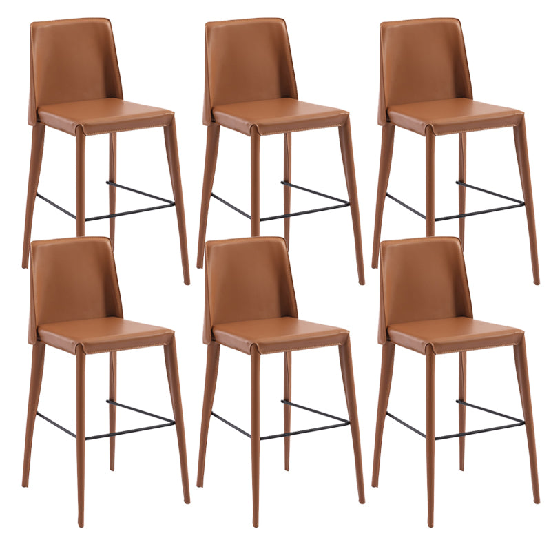 Contemporary Leather Bar Stool Low Back Counter Bar Stool with Metal Legs for Home
