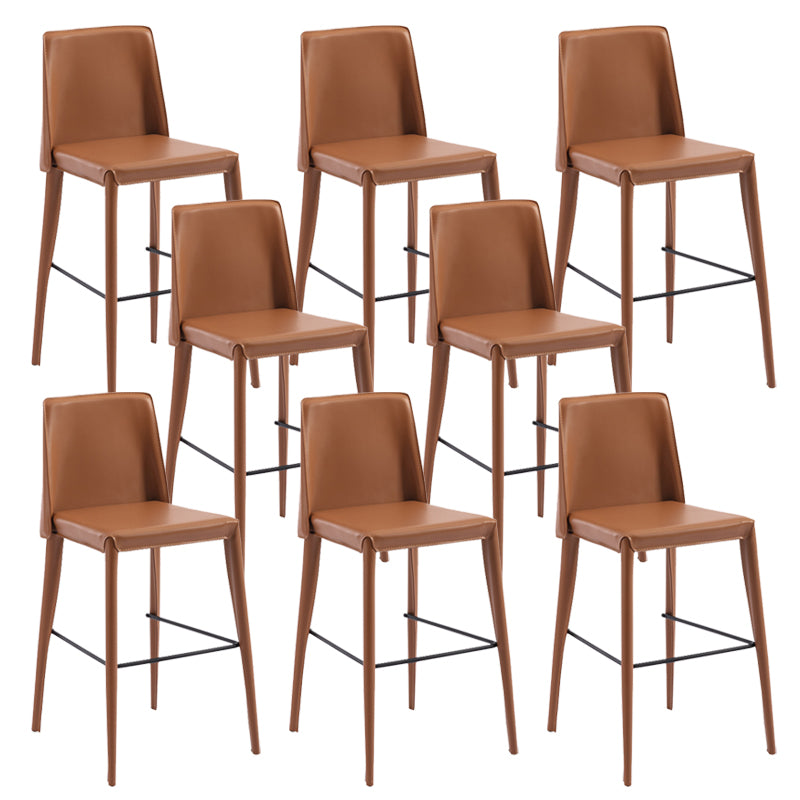 Contemporary Leather Bar Stool Low Back Counter Bar Stool with Metal Legs for Home