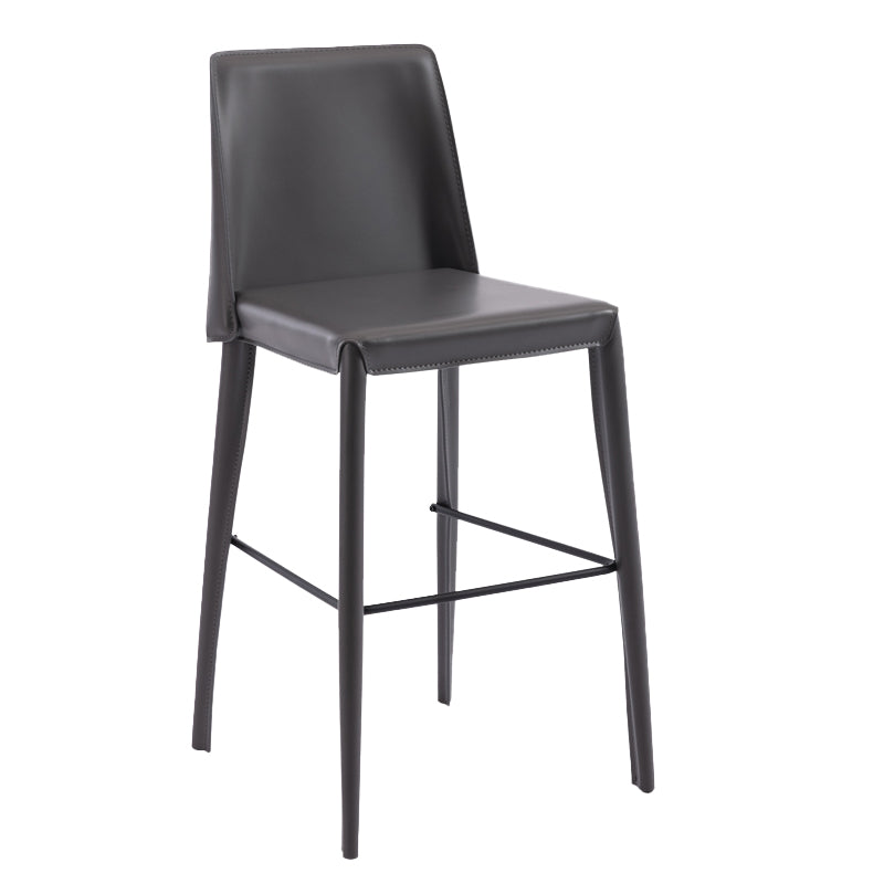 Contemporary Leather Bar Stool Low Back Counter Bar Stool with Metal Legs for Home