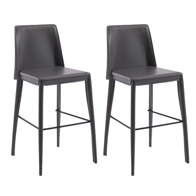 Contemporary Leather Bar Stool Low Back Counter Bar Stool with Metal Legs for Home