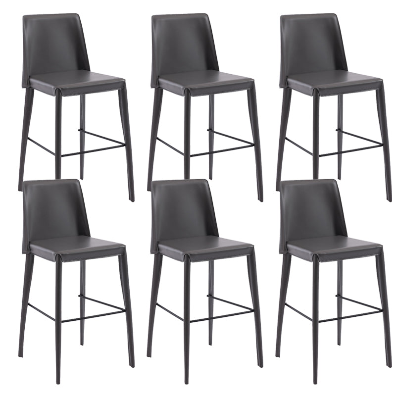 Contemporary Leather Bar Stool Low Back Counter Bar Stool with Metal Legs for Home