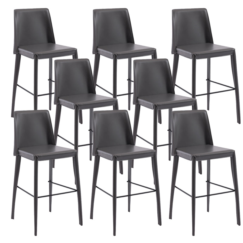 Contemporary Leather Bar Stool Low Back Counter Bar Stool with Metal Legs for Home