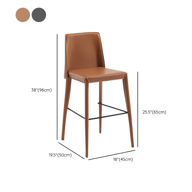 Contemporary Leather Bar Stool Low Back Counter Bar Stool with Metal Legs for Home