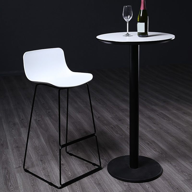 Nordic Low Back Counter Bar Stool Plastic Bar Stool with Metal Legs for Home