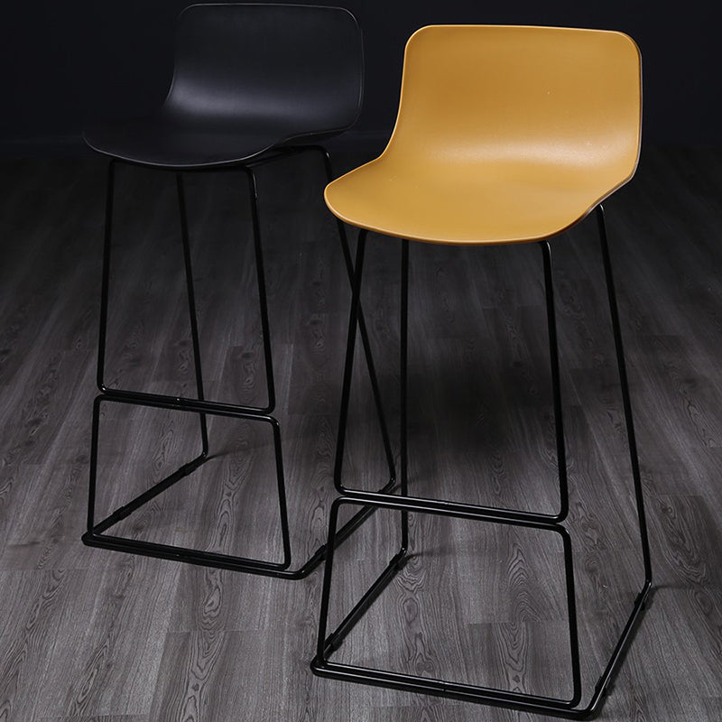 Nordic Low Back Counter Bar Stool Plastic Bar Stool with Metal Legs for Home
