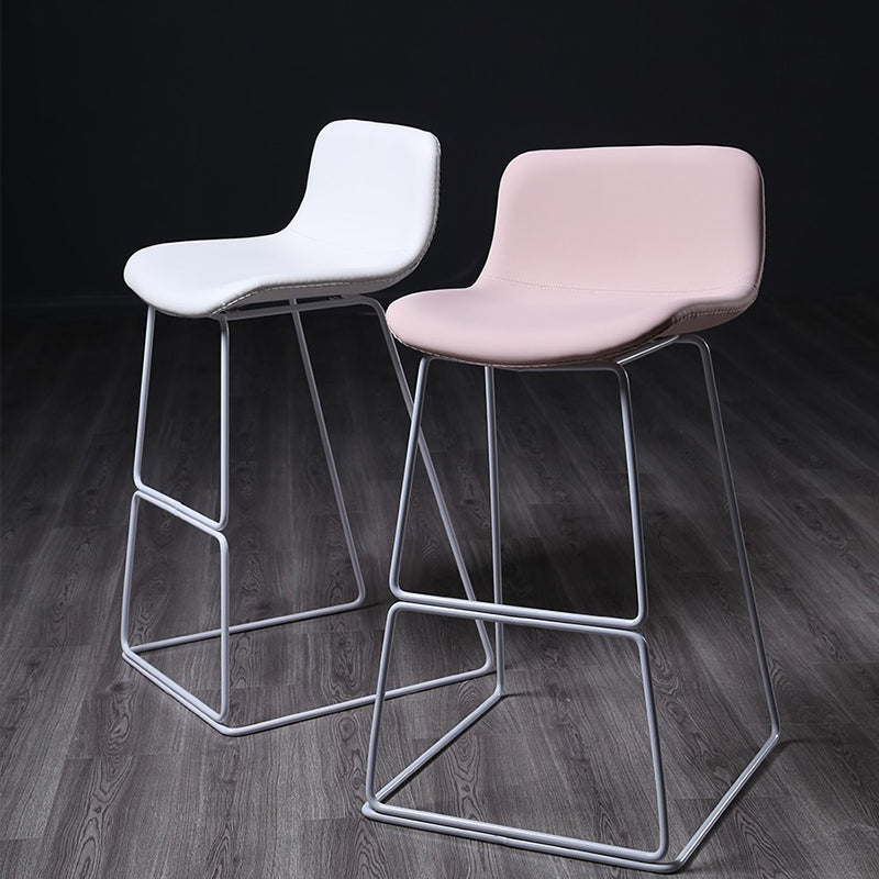 Nordic Low Back Counter Bar Stool Plastic Bar Stool with Metal Legs for Home