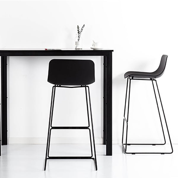 Nordic Low Back Counter Bar Stool Plastic Bar Stool with Metal Legs for Home