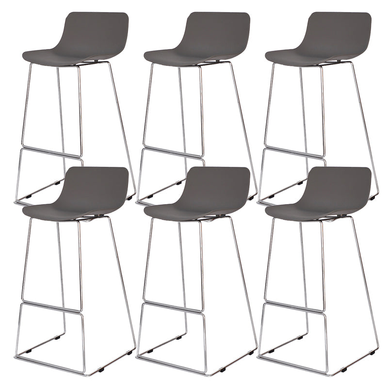 Nordic Low Back Counter Bar Stool Plastic Bar Stool with Metal Legs for Home