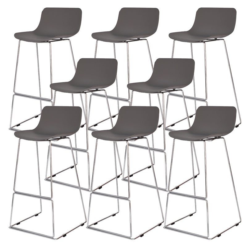 Nordic Low Back Counter Bar Stool Plastic Bar Stool with Metal Legs for Home