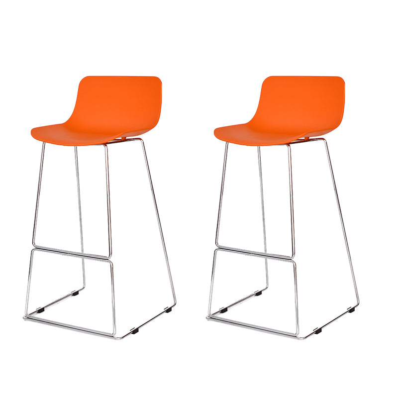 Nordic Low Back Counter Bar Stool Plastic Bar Stool with Metal Legs for Home