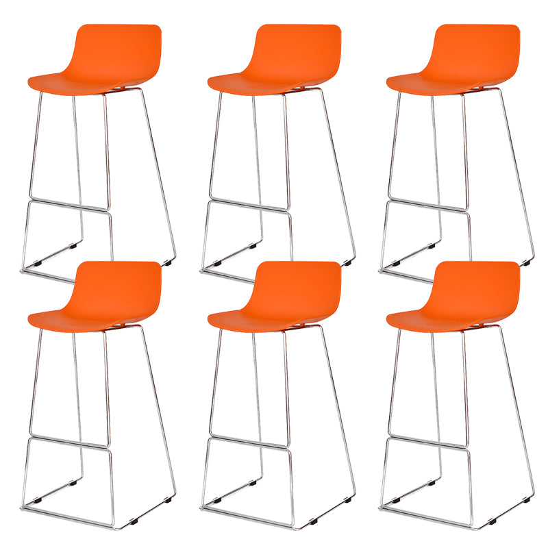 Nordic Low Back Counter Bar Stool Plastic Bar Stool with Metal Legs for Home