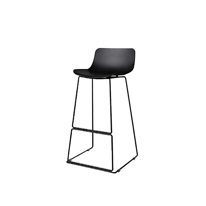 Nordic Low Back Counter Bar Stool Plastic Bar Stool with Metal Legs for Home