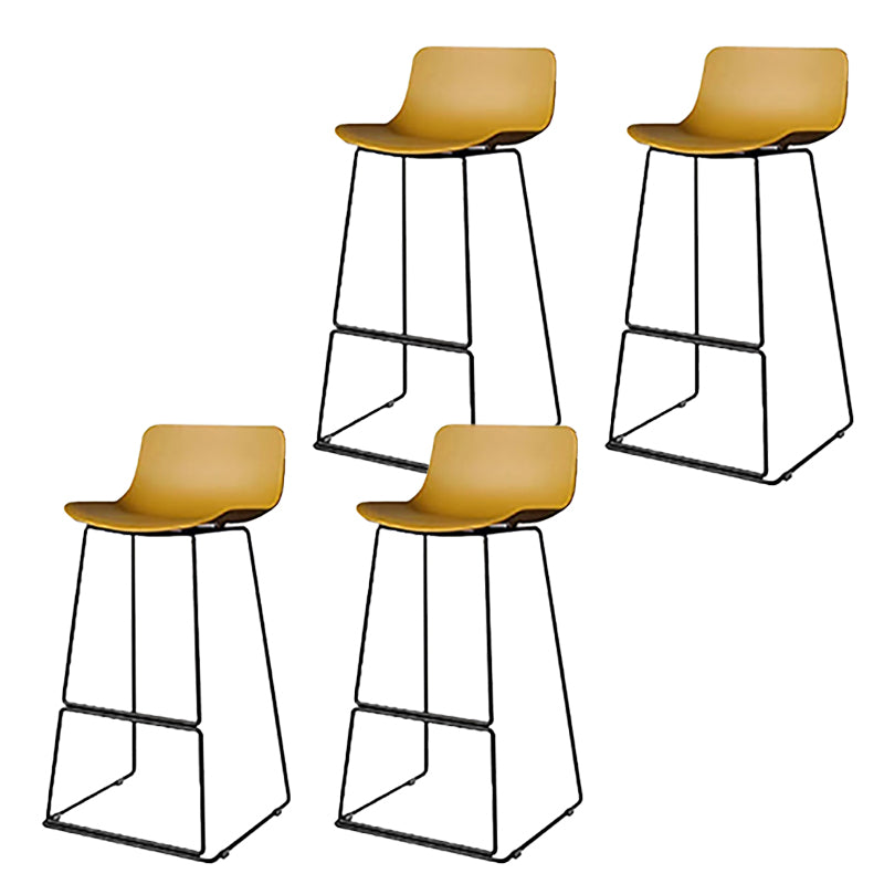Nordic Low Back Counter Bar Stool Plastic Bar Stool with Metal Legs for Home