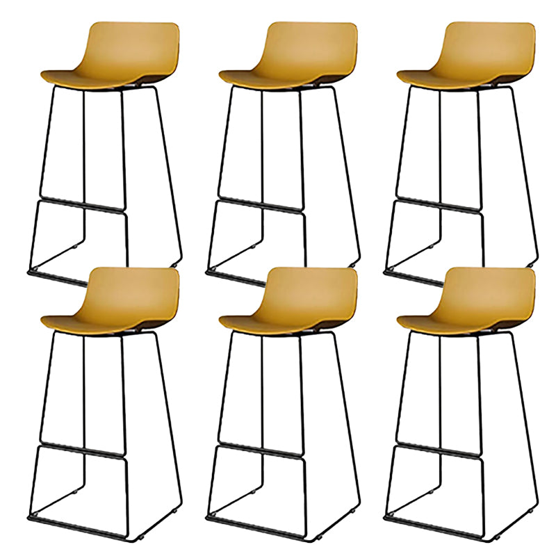 Nordic Low Back Counter Bar Stool Plastic Bar Stool with Metal Legs for Home