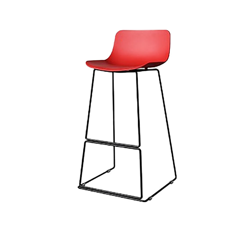 Nordic Low Back Counter Bar Stool Plastic Bar Stool with Metal Legs for Home