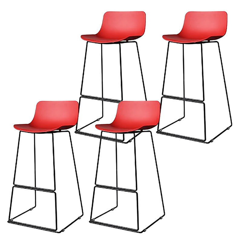 Nordic Low Back Counter Bar Stool Plastic Bar Stool with Metal Legs for Home