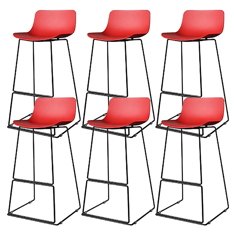 Nordic Low Back Counter Bar Stool Plastic Bar Stool with Metal Legs for Home