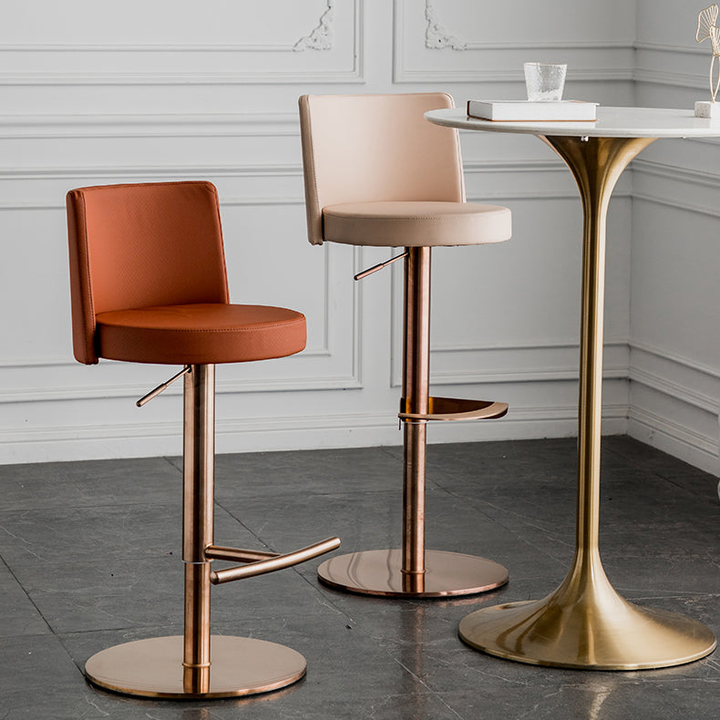 Glam Style Faux Leather Barstool Liftable Counter Bar Stool for Kitchen