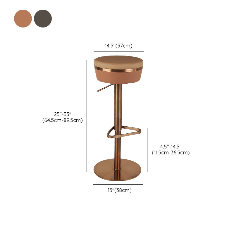 Glam Style Faux Leather Barstool Liftable Counter Bar Stool for Kitchen
