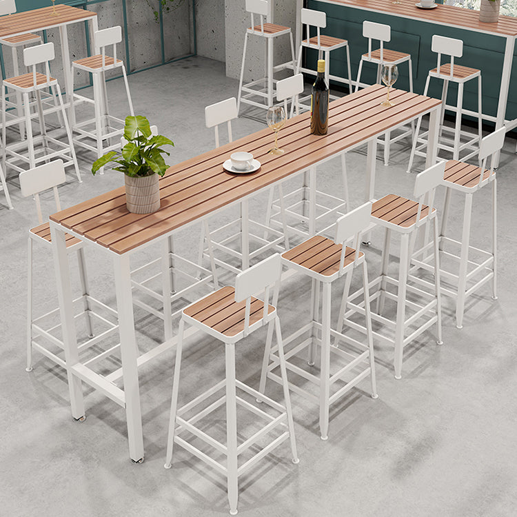 Industrial 1/5/9 Pieces Bar Table Set Rectangle Wood Counter Table with Stools for Balcony