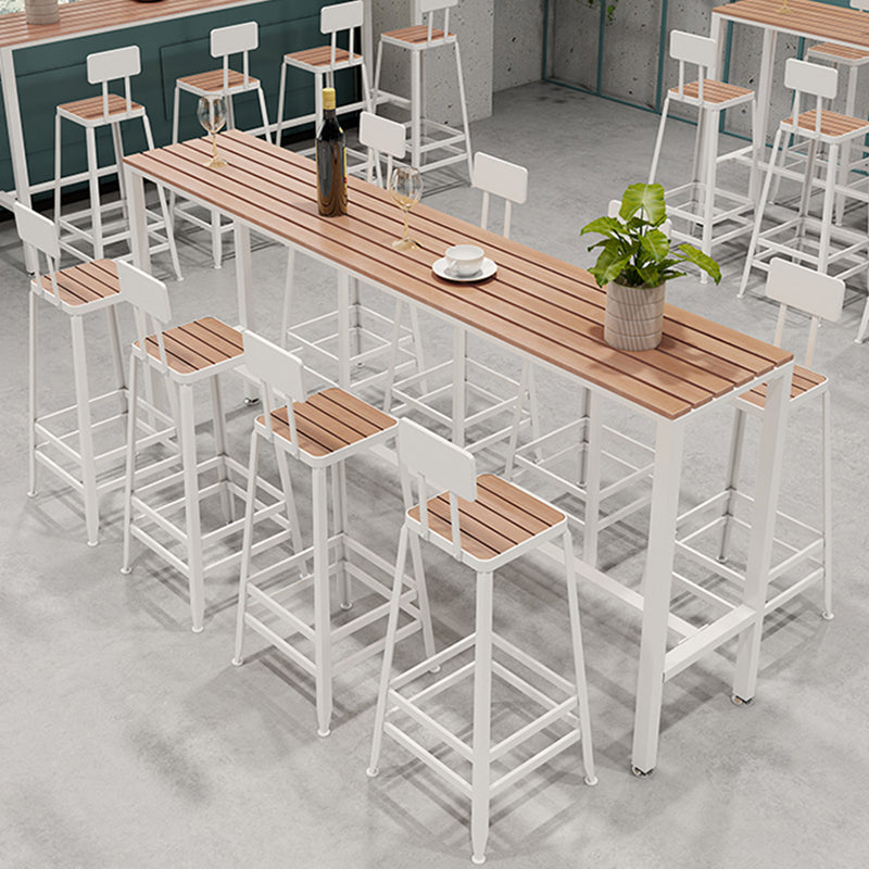 Industrial 1/5/9 Pieces Bar Table Set Rectangle Wood Counter Table with Stools for Balcony