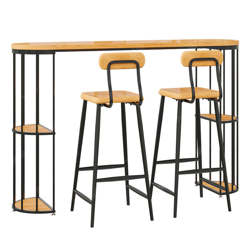 Modern Wood Counter Table 1/3 Pieces Bar Table Set  with High Stools for Living Room