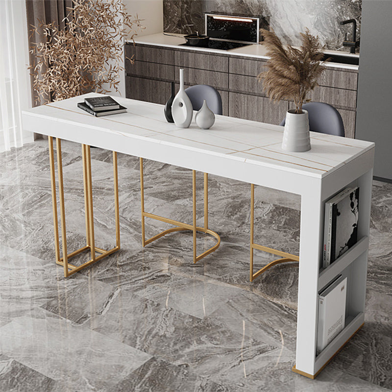 Glam Style Rectangle Bar Table 1/2/3 Pieces Stone Bar Table Set for Kitchen