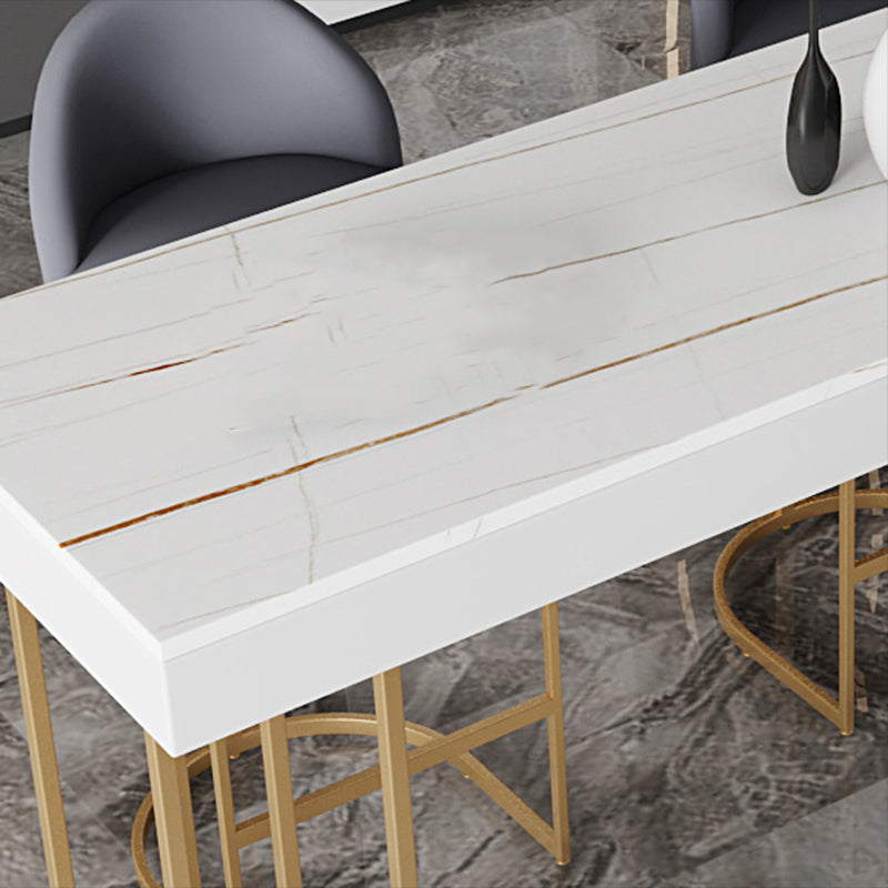 Glam Style Rectangle Bar Table 1/2/3 Pieces Stone Bar Table Set for Kitchen