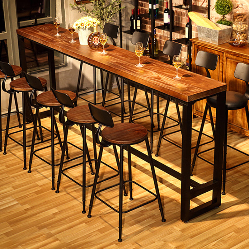 Industrial Rectangle Wood Counter Table 1/6/11 Pieces Bar Table Set for Cafe