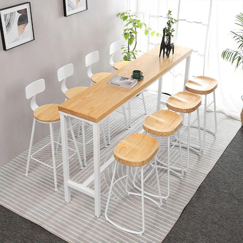 Modern Style Rectangle Wood Bar Table 1/5/9 Pieces Bar Table Set for Kitchen