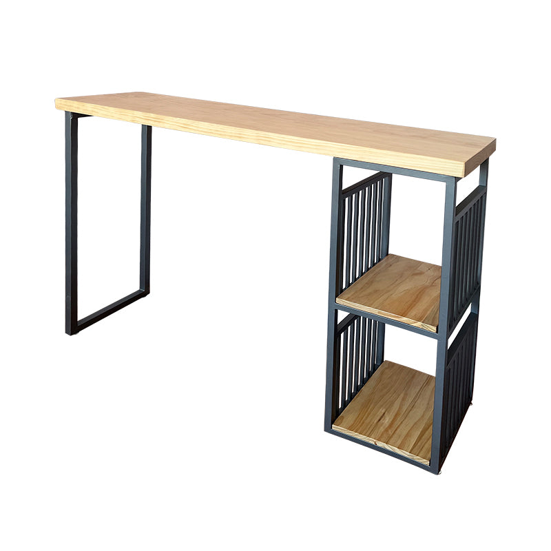 Industrial Style Bistro Bar Table Wood Rectangle Metal Base Bar Table